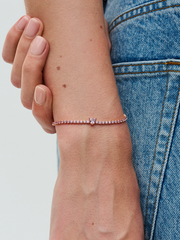Sparkling Heart Tennis Bracelet - 14k rose gold plating