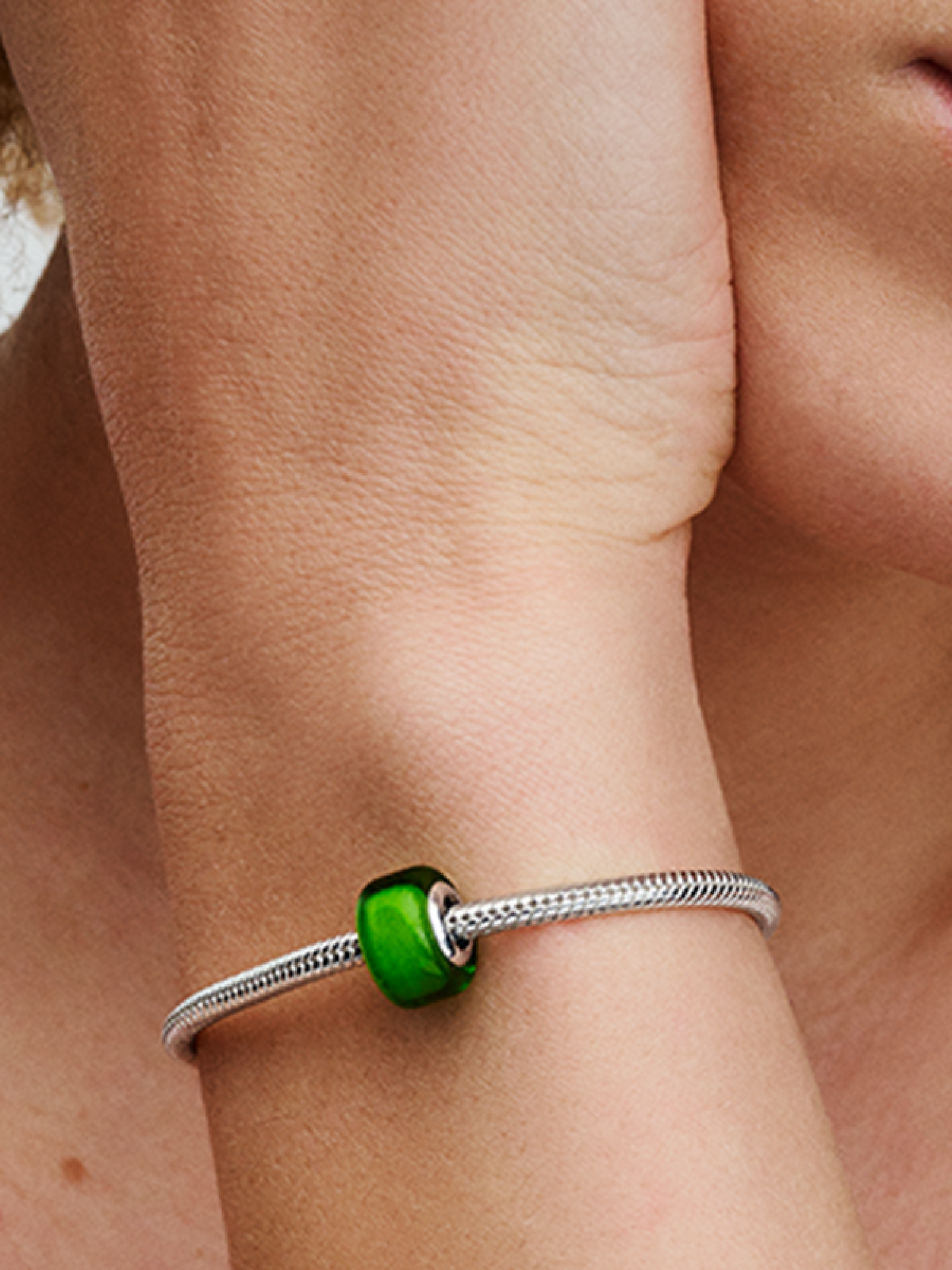Green Mini Murano Glass Charm - Sterling silver